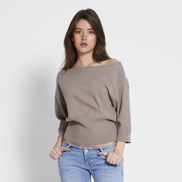 Off-shoulder knit sweater "Adriana" Beige